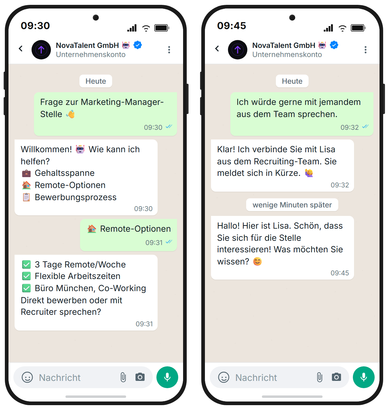 AI chatbot answering candidate FAQ: automated responses with seamless handoff to the recruiter