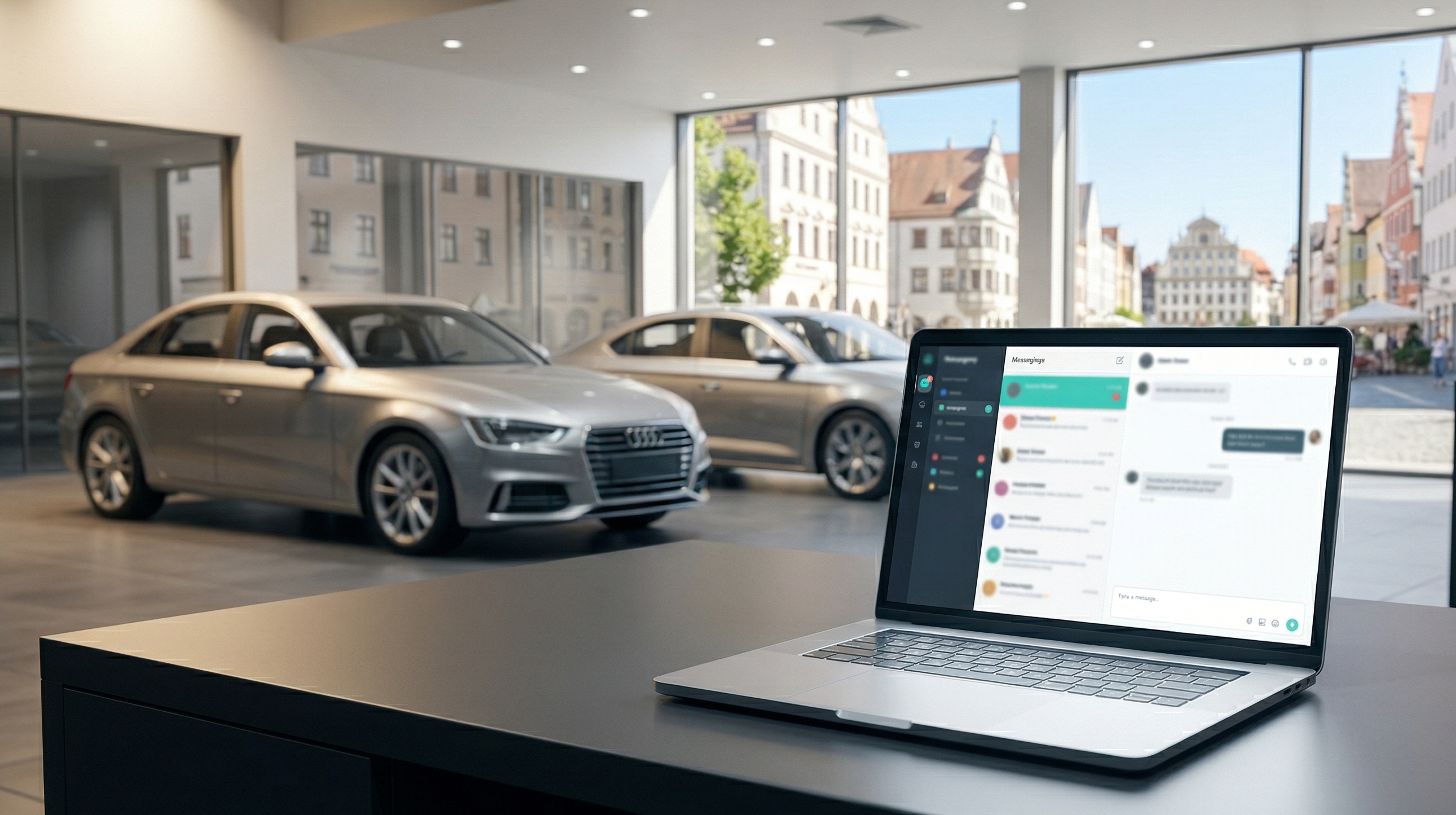 SendSeven Dashboard mit Unified Inbox für Autohaus: WhatsApp, SMS, E-Mail und Live Chat in einer Oberfläche