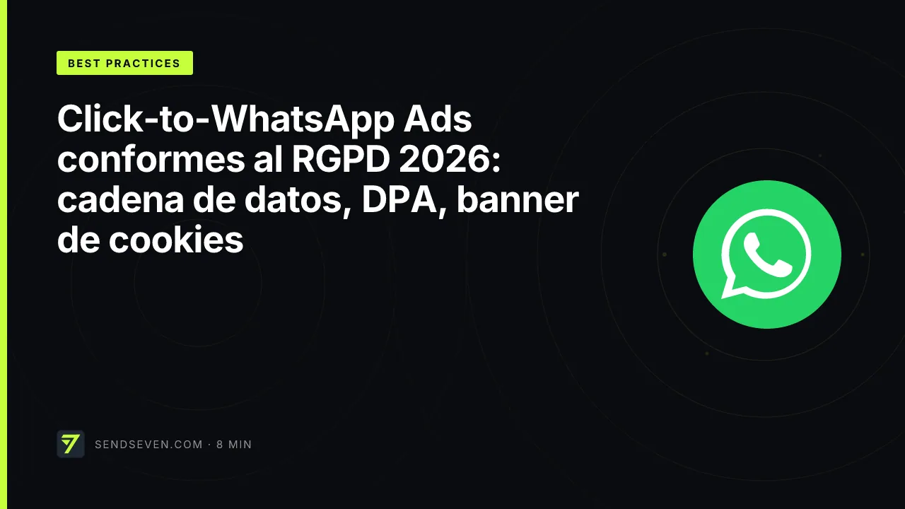 Click-to-WhatsApp Ads conformes al RGPD 2026: cadena de datos, DPA, banner de cookies
