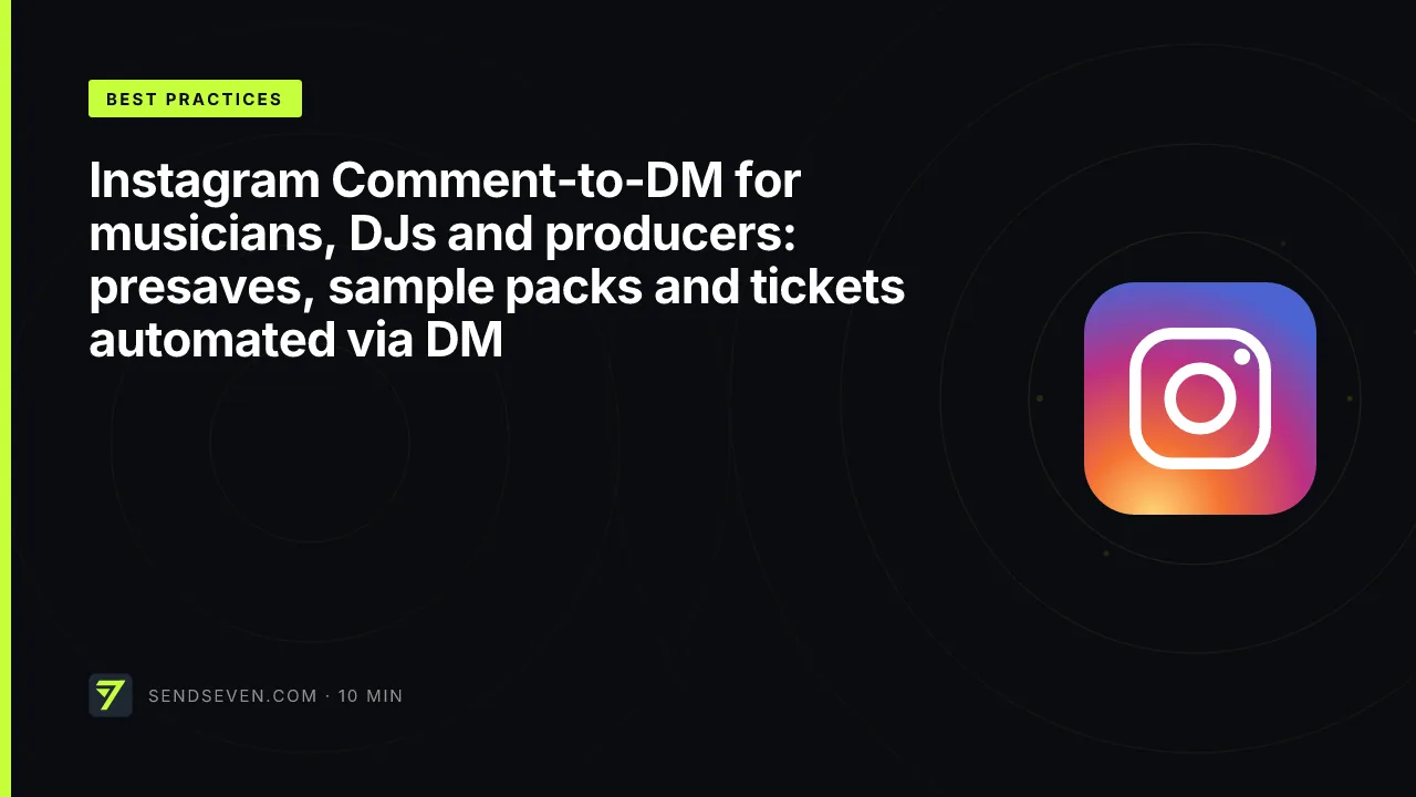Instagram Comment-to-DM for musicians, DJs and producers: presaves, sample packs and tickets automated via DM