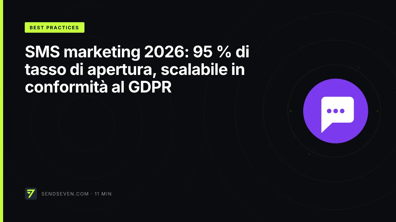 SMS marketing 2026: 95 % di tasso di apertura, scalabile in conformità al GDPR