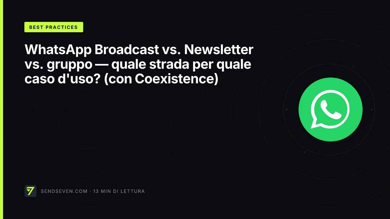 WhatsApp Broadcast vs. Newsletter vs. gruppo — quale strada per quale caso d'uso? (con Coexistence)