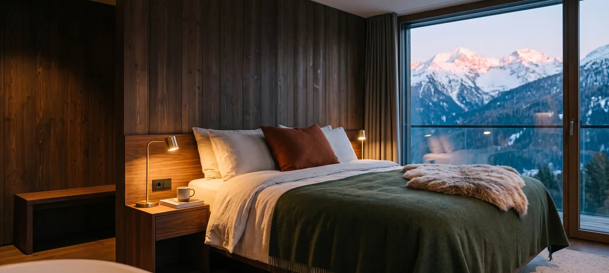 SendSeven RCS Rich Card: Suite mit Bergblick eines Wellnessresorts