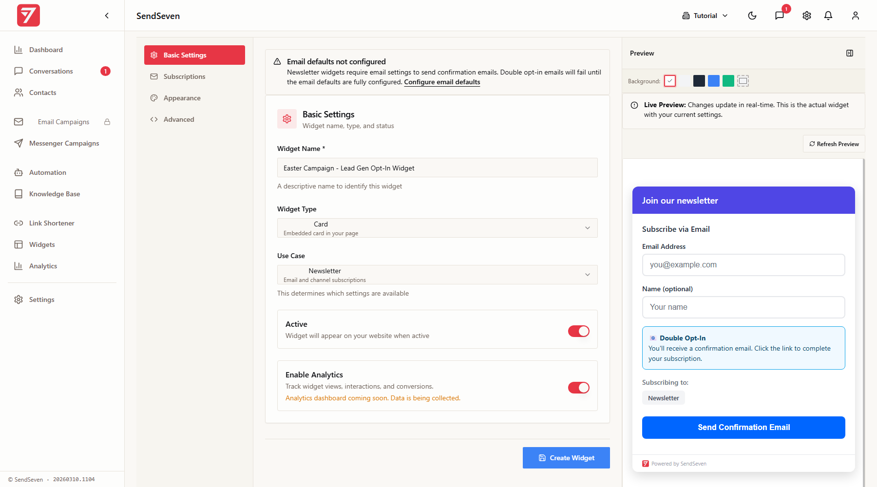 Signup Widget — Grow Your Subscriber List | SendSeven
