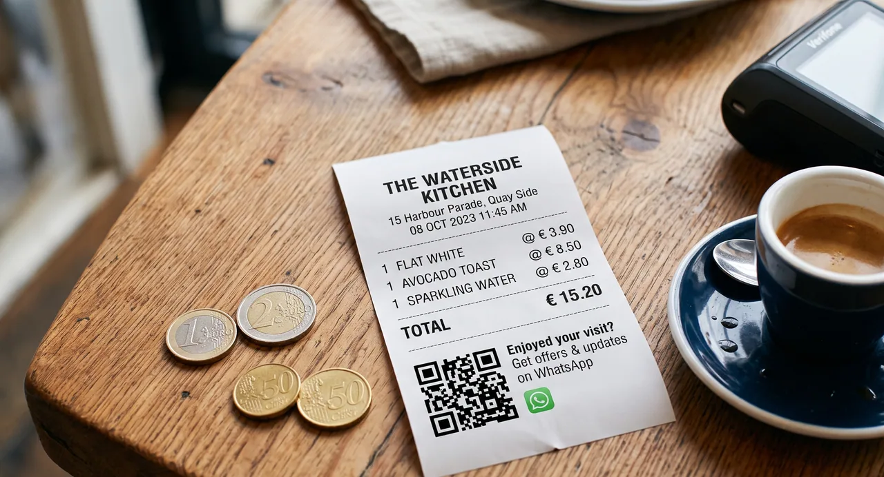 WhatsApp bülten opt-in'i için kasa fişindeki QR kodu